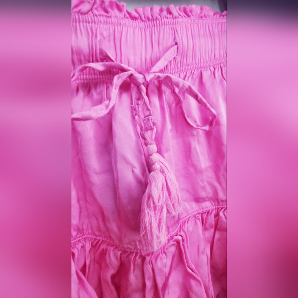 Aerie - Size L- Pink Viscose Ruffle Skirt - Picture 4 of 9